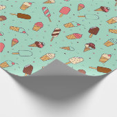 Yummy Ice Cream Pattern | Minzgrün Geschenkpapier (Ecke)