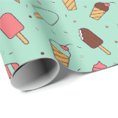 Yummy Ice Cream Pattern | Minzgrün Geschenkpapier (Rolleneckpunkt)