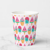 Yummy Ice Cream Trio Summer Pattern Pappbecher (Links)