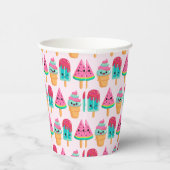 Yummy Ice Cream Trio Summer Pattern Pappbecher (Rechts)