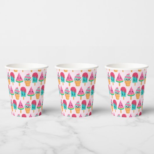 Yummy Ice Cream Trio Summer Pattern Pappbecher (Multi)