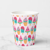 Yummy Ice Cream Trio Summer Pattern Pappbecher (Vorderseite)