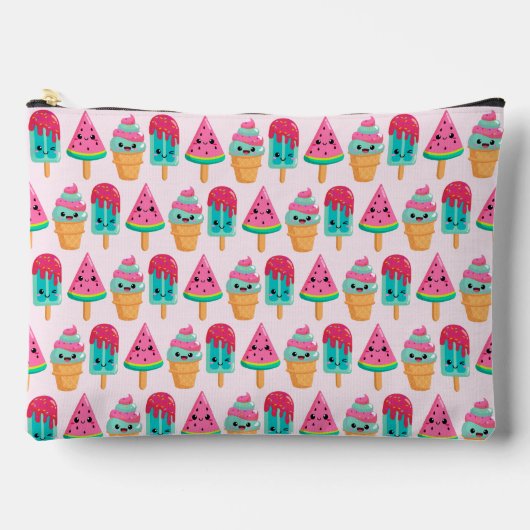 Yummy Ice Cream Trio Summer Pattern Zubehörtasche (Vorderseite)