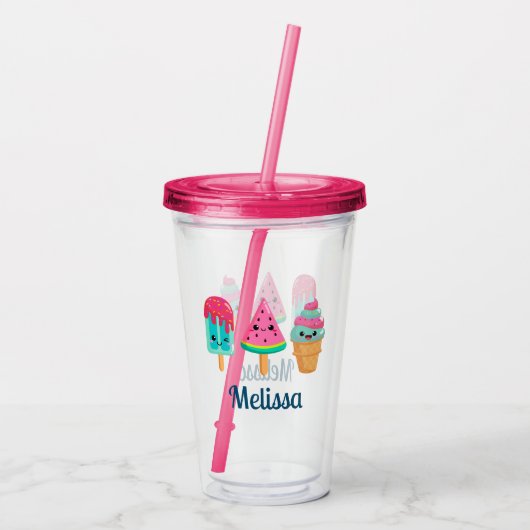 Yummy Ice Cream Trio Summer Vibe Acryltrinkbecher (Rückseite)