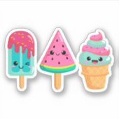Yummy Ice Cream Trio Summer Vibe Aufkleber (Vorderseite)
