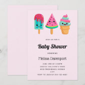 Yummy Ice Cream Trio Summer Vibe Baby Dusche Einladung (Vorne/Hinten)