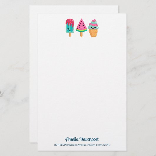 Yummy Ice Cream Trio Summer Vibe Briefpapier (Vorne/Hinten)
