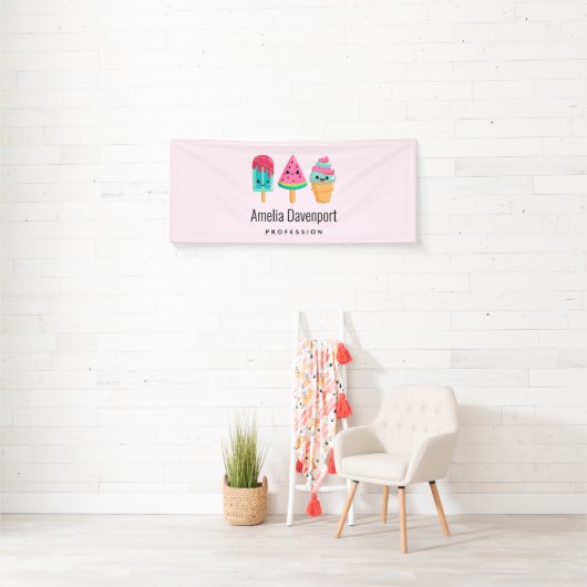 Yummy Ice Cream Trio Summer Vibe Business Banner (Insitu)