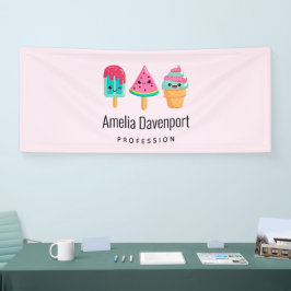 Yummy Ice Cream Trio Summer Vibe Business Banner