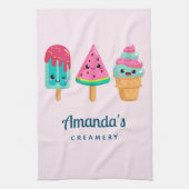 Yummy Ice Cream Trio Summer Vibe Creamery Business Geschirrtuch (Vertikal)