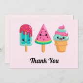 Yummy Ice Cream Trio Summer Vibe Dankeskarte (Vorne/Hinten)