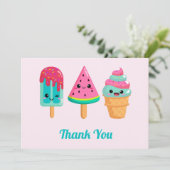 Yummy Ice Cream Trio Summer Vibe Dankeskarte (Stehend Vorderseite)