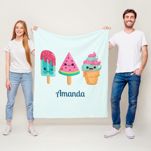 Yummy Ice Cream Trio Summer Vibe Fleecedecke (Beispiel)