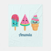Yummy Ice Cream Trio Summer Vibe Fleecedecke (Vorderseite)