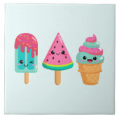 Yummy Ice Cream Trio Summer Vibe Fliese (Vorderseite)
