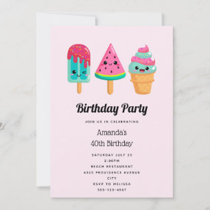 Yummy Ice Cream Trio Summer Vibe Geburtstag Einladung
