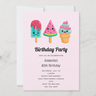 Yummy Ice Cream Trio Summer Vibe Geburtstag Einladung
