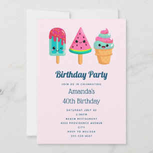 Yummy Ice Cream Trio Summer Vibe Geburtstag Einladung