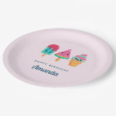 Yummy Ice Cream Trio Summer Vibe Geburtstag Pappteller (Schrägansicht)