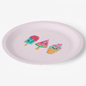 Yummy Ice Cream Trio Summer Vibe Geburtstag Pappteller (Schrägansicht)