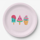 Yummy Ice Cream Trio Summer Vibe Geburtstag Pappteller (Vorderseite)