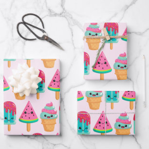 Yummy Ice Cream Trio Summer Vibe Geschenkpapier Set