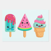 Yummy Ice Cream Trio Summer Vibe Geschenkpapier Set (Vorderseite)