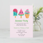 Yummy Ice Cream Trio Summer Vibe Party Einladung (Stehend Vorderseite)