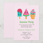 Yummy Ice Cream Trio Summer Vibe Party Einladung (Vorne/Hinten)