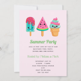 Yummy Ice Cream Trio Summer Vibe Party Einladung