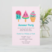 Yummy Ice Cream Trio Summer Vibe Party Einladung (Stehend Vorderseite)