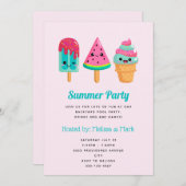 Yummy Ice Cream Trio Summer Vibe Party Einladung (Vorne/Hinten)