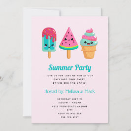 Yummy Ice Cream Trio Summer Vibe Party Einladung