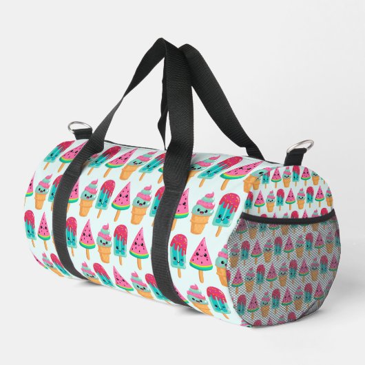 Yummy Ice Cream Trio Summer Vibe Pattern Duffle Bag (Rechte Ecke)