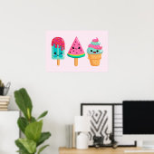 Yummy Ice Cream Trio Summer Vibe Poster (Heimbüro)