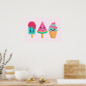 Yummy Ice Cream Trio Summer Vibe Poster (Küche)