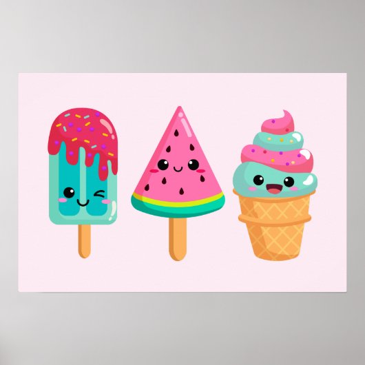 Yummy Ice Cream Trio Summer Vibe Poster (Vorne)