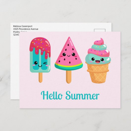 Yummy Ice Cream Trio Summer Vibe Postkarte (Vorne/Hinten)