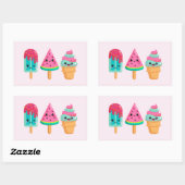 Yummy Ice Cream Trio Summer Vibe Rechteckiger Aufkleber (Blatt)