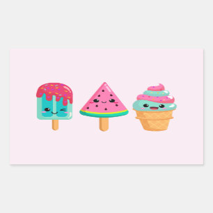 Yummy Ice Cream Trio Summer Vibe Rechteckiger Aufkleber