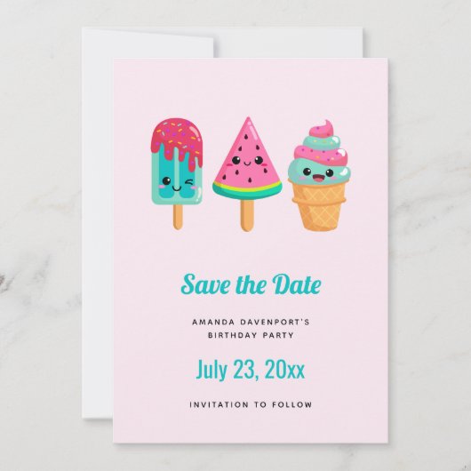 Yummy Ice Cream Trio Summer Vibe Save The Date (Vorderseite)