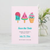 Yummy Ice Cream Trio Summer Vibe Save The Date (Stehend Vorderseite)