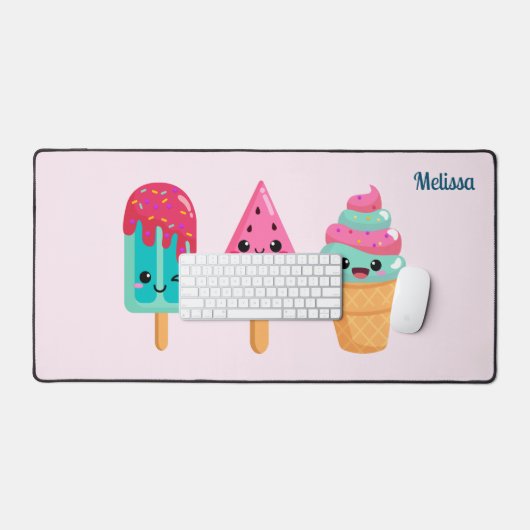 Yummy Ice Cream Trio Summer Vibe Schreibtischunterlage (Tastatur & Maus)