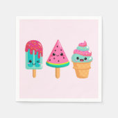 Yummy Ice Cream Trio Summer Vibe Serviette (Vorderseite)