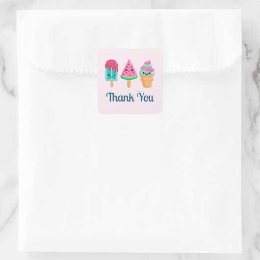 Yummy Ice Cream Trio Summer Vibe Vielen Dank Quadratischer Aufkleber (Tasche)