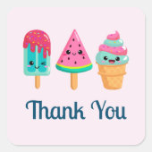 Yummy Ice Cream Trio Summer Vibe Vielen Dank Quadratischer Aufkleber (Vorderseite)