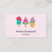 Yummy Ice Cream Trio Summer Vibe Visitenkarte (Vorderseite)