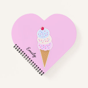Yummy Icecream Cone Personalisiert Heart Notebook Notizblock