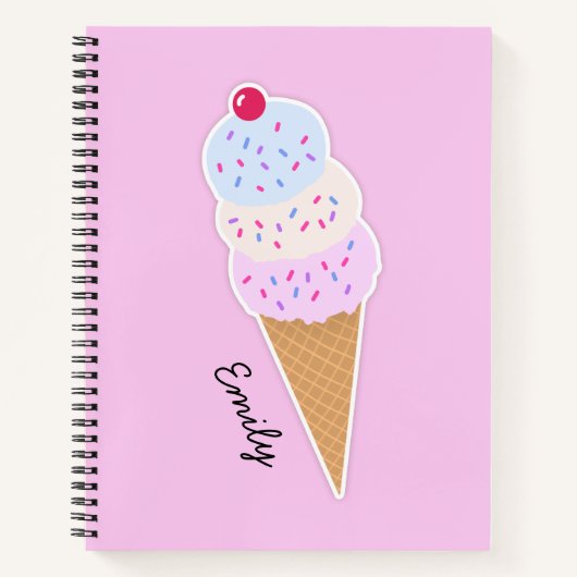 Yummy Icecream Cone Personalisiert Spiral Notebook Notizblock (Vorderseite)