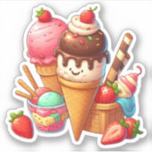 Yummy kawaii Eis Aufkleber (Vorderseite)